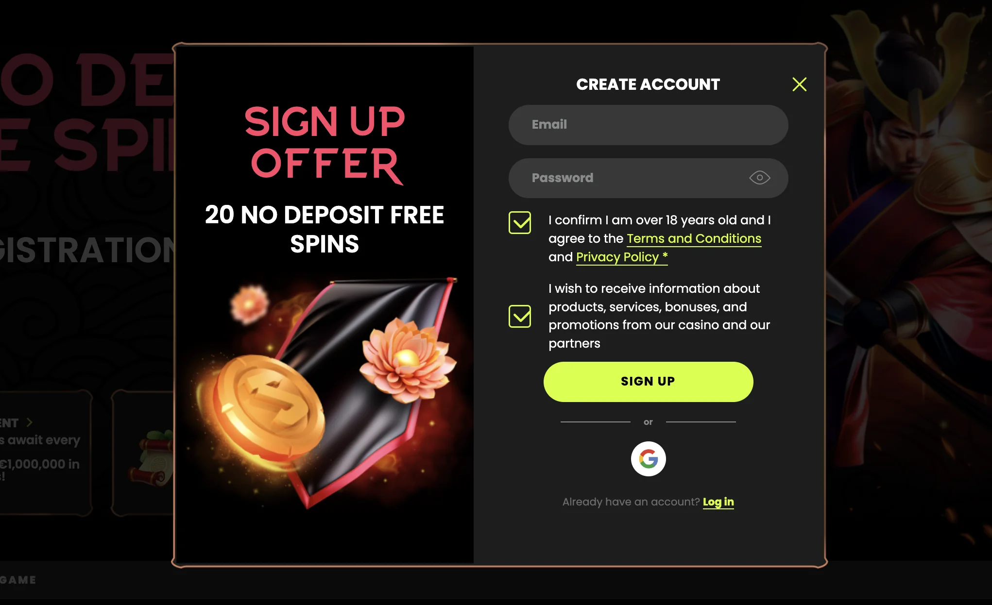 spin samurai registration